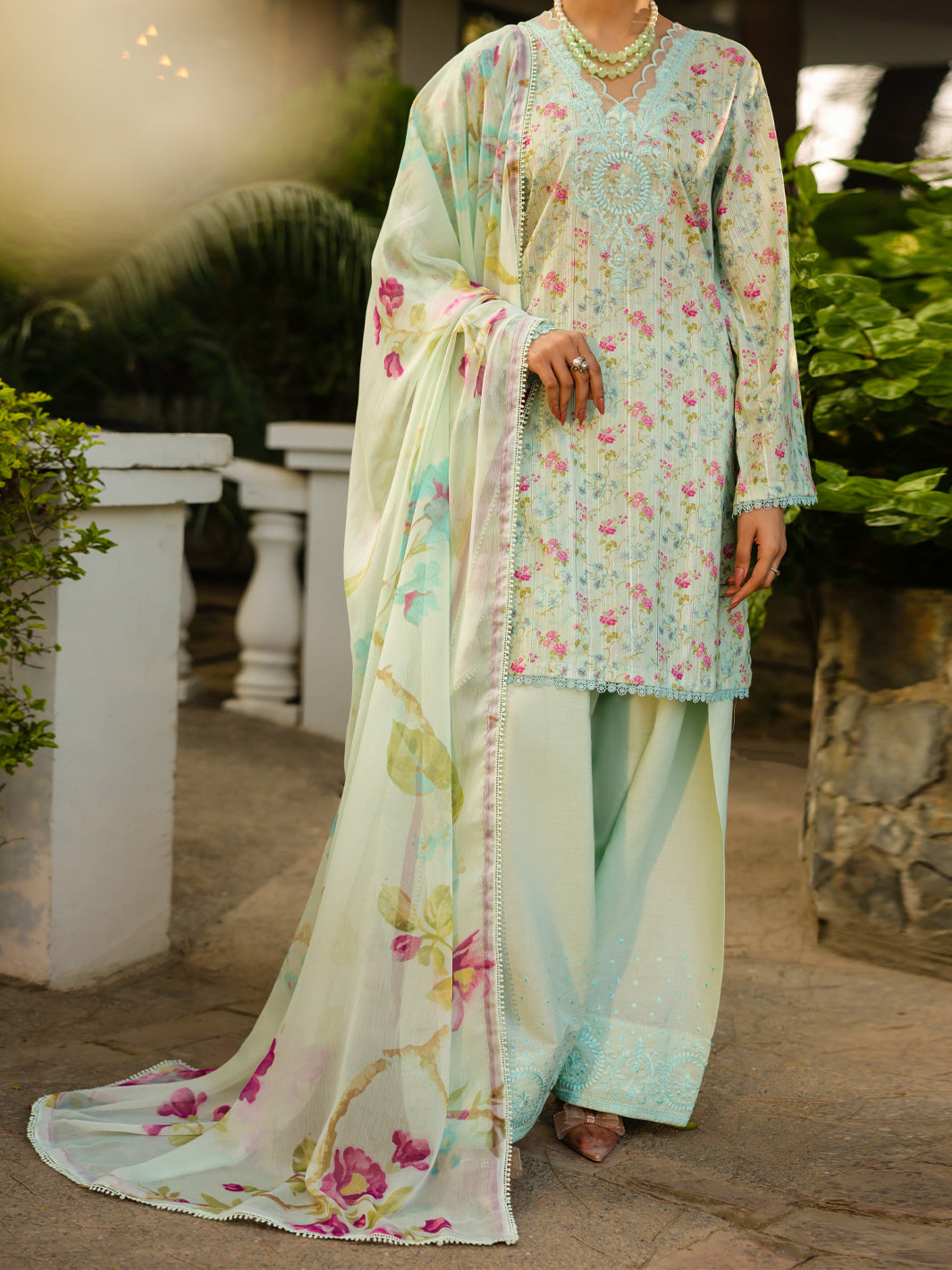 Green Lino Kara 3Pc Unstitched - ALP-3PS-2438