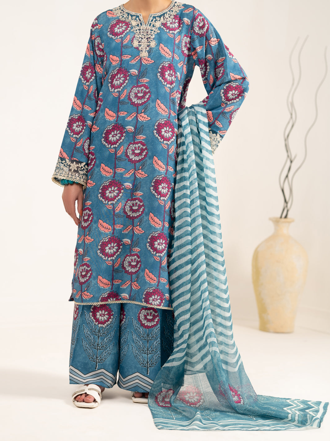 Green Silk 3Pc Unstitched - ALP-3PS-2440