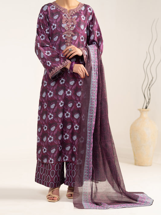 Maroon Silk 3Pc Unstitched - ALP-3PS-2441