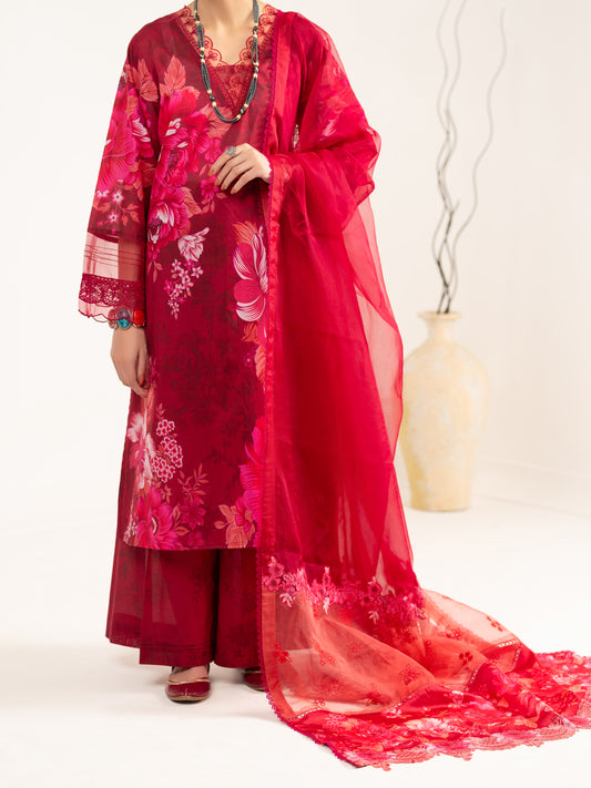 Maroon Lawn 3Pc Unstitched - ALP-3PS-2445