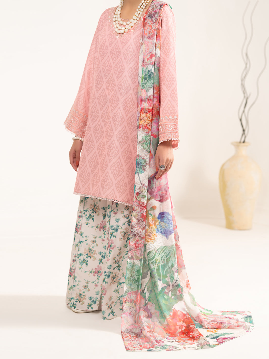 Pink Raw Silk 3Pc Unstitched - ALP-3PS-2446