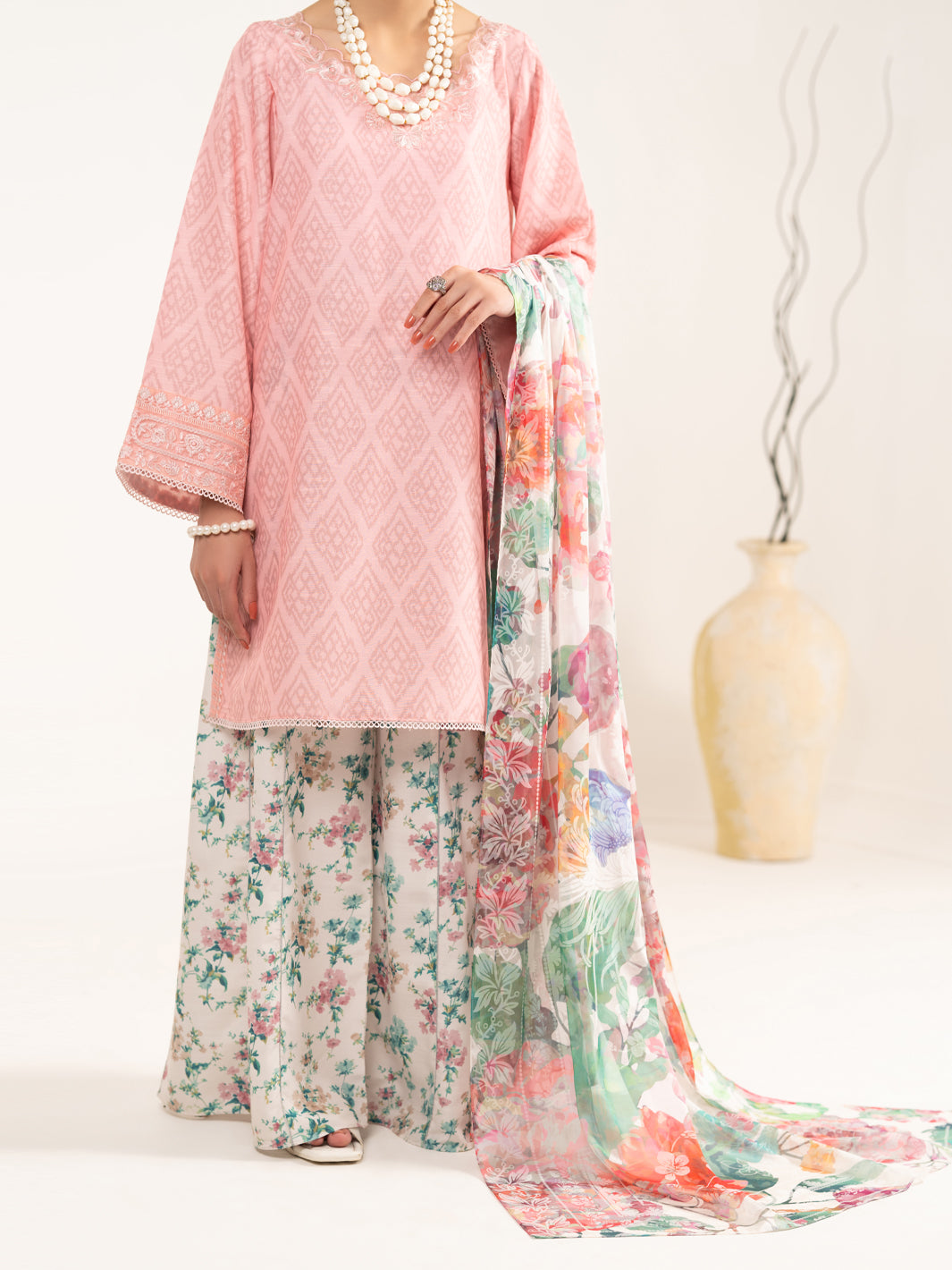 Pink Raw Silk 3Pc Unstitched - ALP-3PS-2446