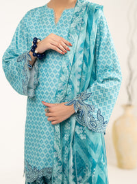 Aqua Blue Raw Silk 3Pc Unstitched - ALP-3PS-2447