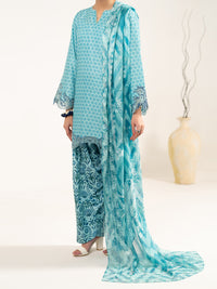 Aqua Blue Raw Silk 3Pc Unstitched - ALP-3PS-2447