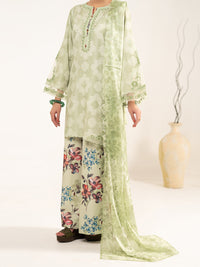 Green Raw Silk 3Pc Unstitched - ALP-3PS-2448