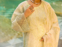 Off White Golden Lurex 3Pc Unstitched - ALP-3PS-2452