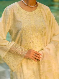 Off White Golden Lurex 3Pc Unstitched - ALP-3PS-2452