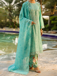 Aqua Blue Lurex 3Pc Unstitched - ALP-3PS-2453