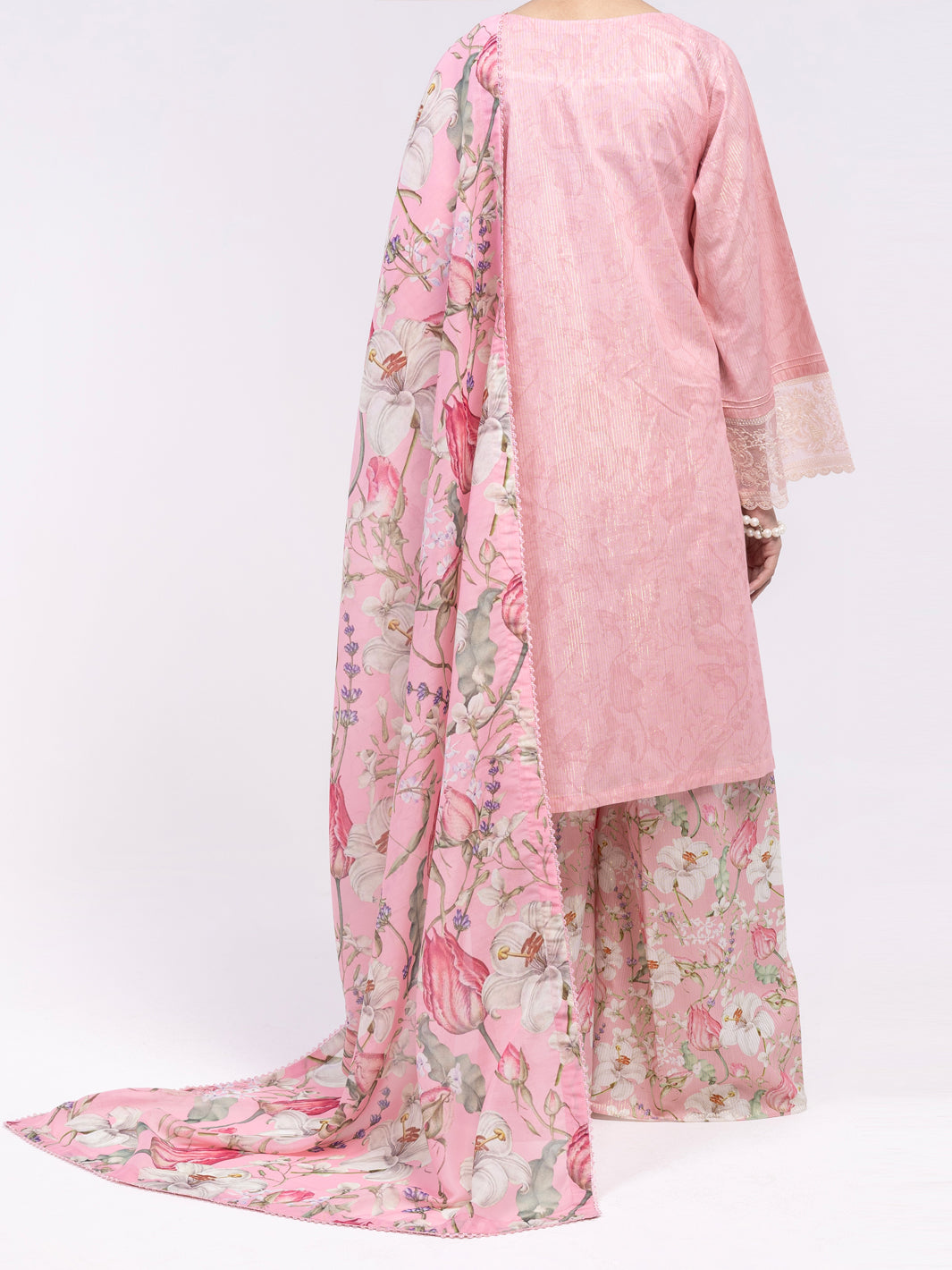 Pink Golden Lurex 3Pc Unstitched - ALP-3PS-2454