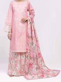 Pink Golden Lurex 3Pc Unstitched - ALP-3PS-2454