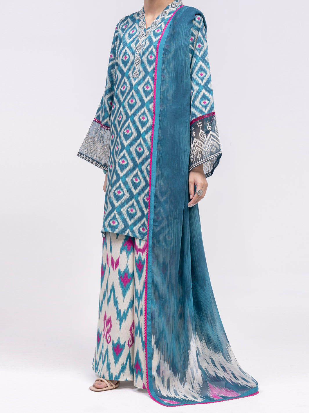 Teal Swiss Jacquard 3Pc Unstitched - ALP-3PS-2460