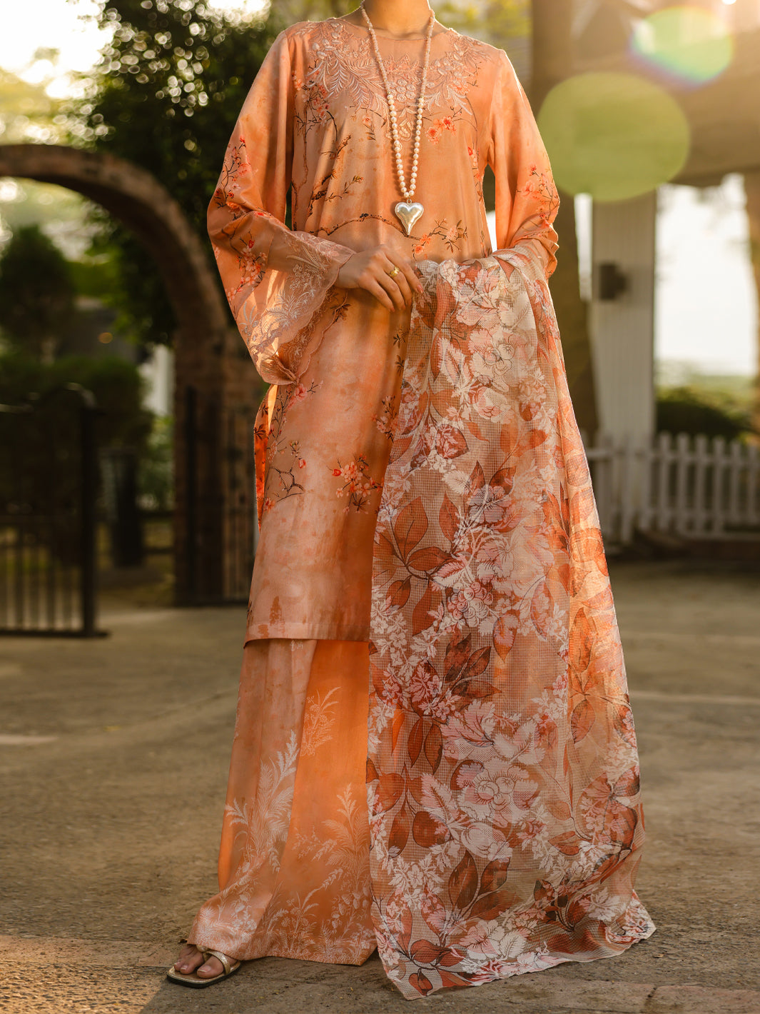 Peach Lawn 3Pc Unstitched - ALP-3PS-2463