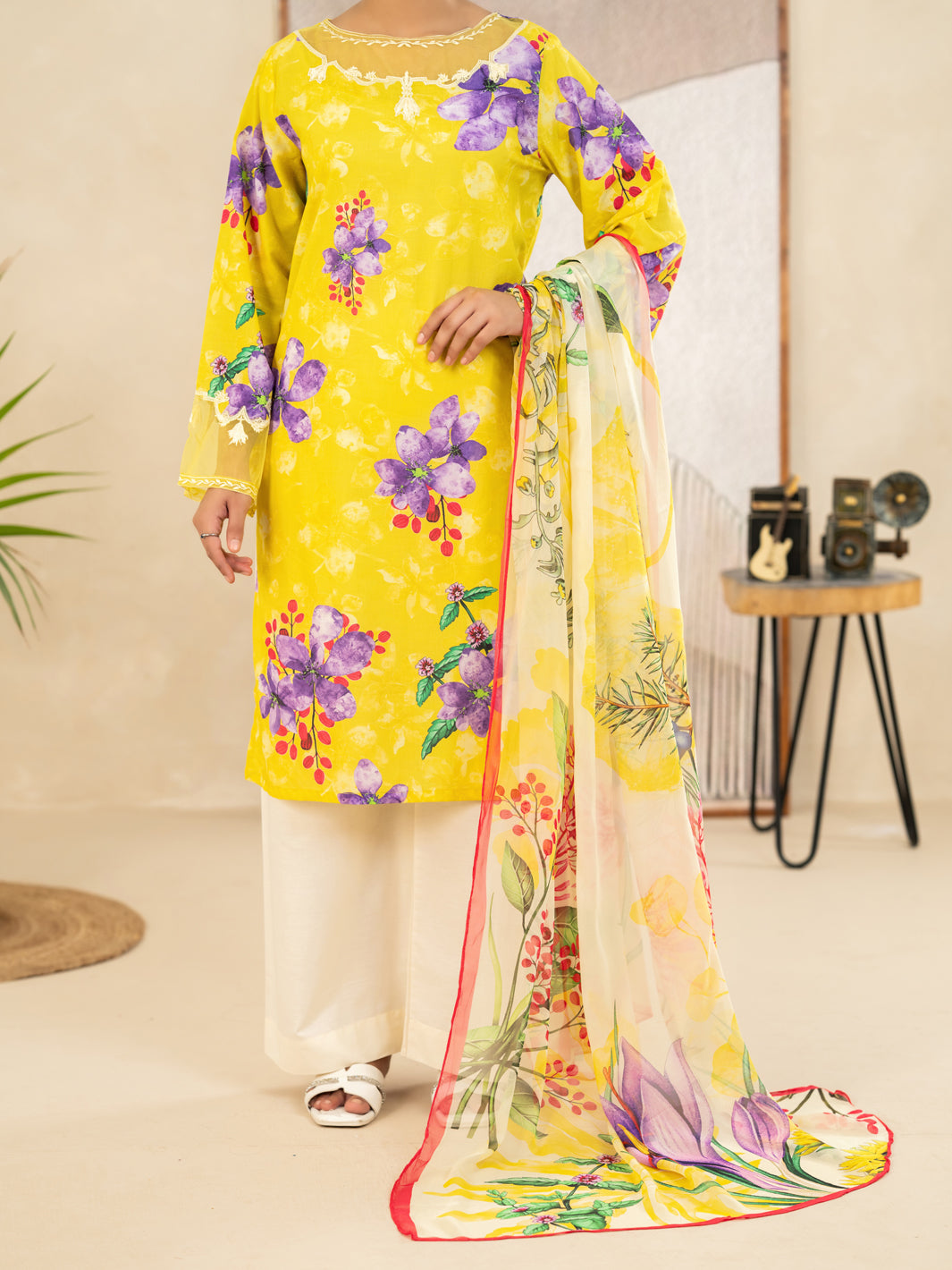 Yellow Lawn Stitched 3Pc - ALP-3PS-2491