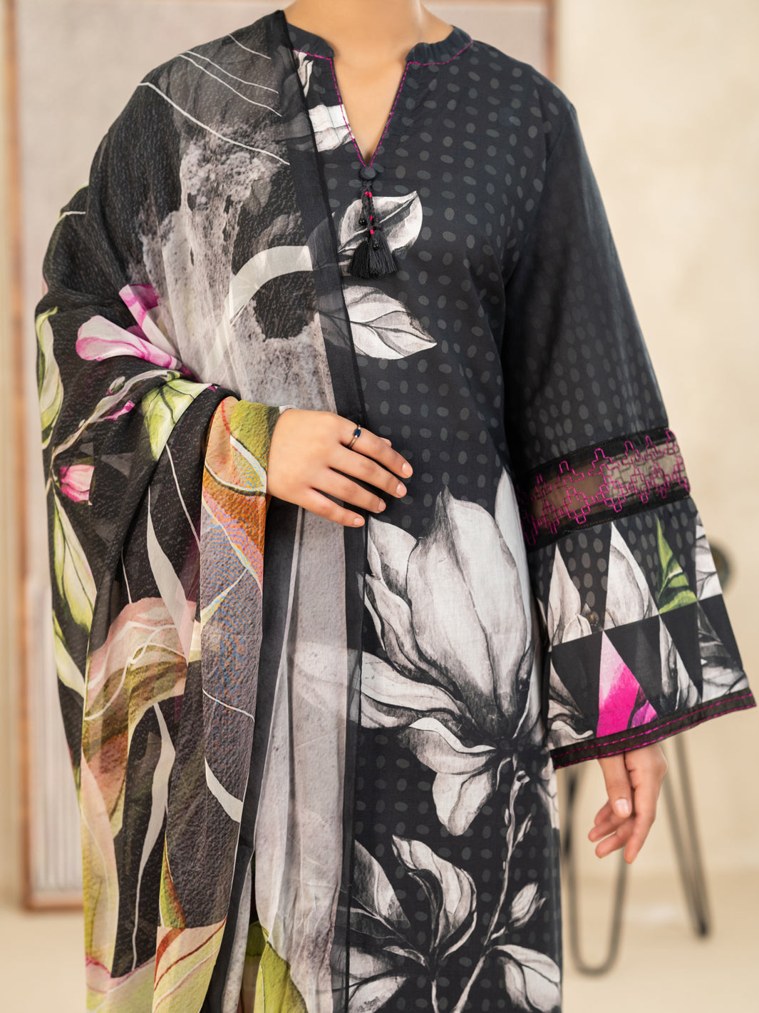 Black Lawn Stitched 3Pc - ALP-3PS-2492