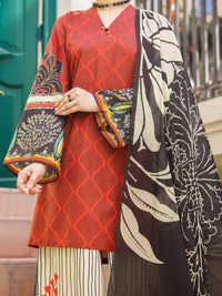 Maroon Lawn Stitched 3Pc - ALP-3PS-2557