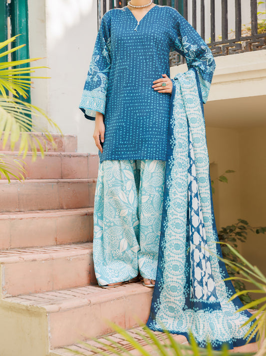 Teal Blue Lawn Stitched 3Pc - ALP-3PS-2559