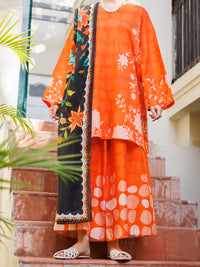 Orange Lawn Stitched 3Pc - ALP-3PS-2560