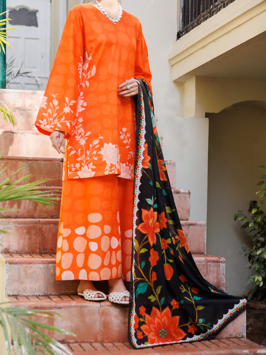 Orange Lawn Stitched 3Pc - ALP-3PS-2560