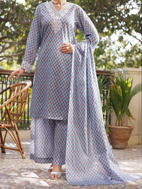 Sky Blue Cotton Stitched 3PC - ALP-3PS-2571