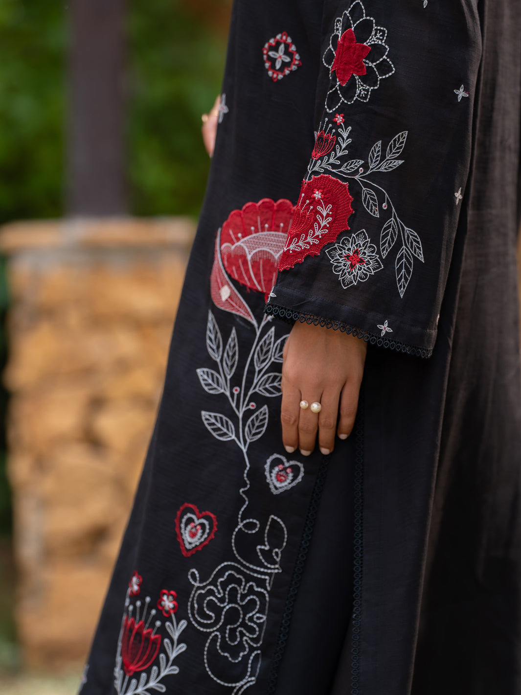 Black Cambric Stitched 3Pc - ALP-3PS-2575