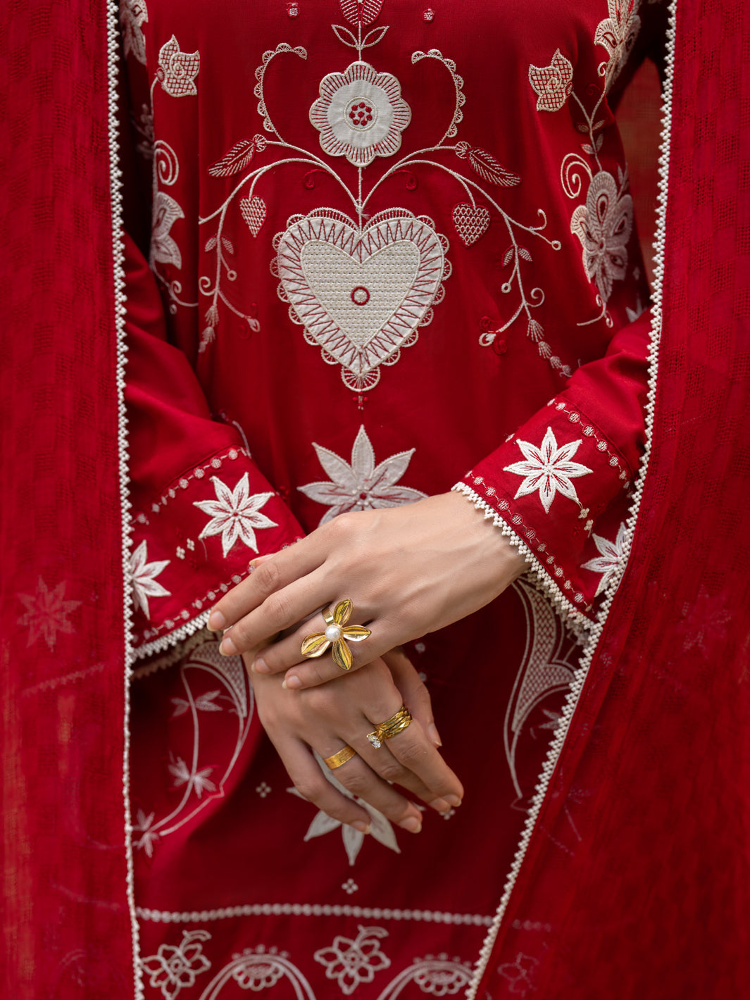 Red Cotton Stitched 3Pc - ALP-3PS-2577