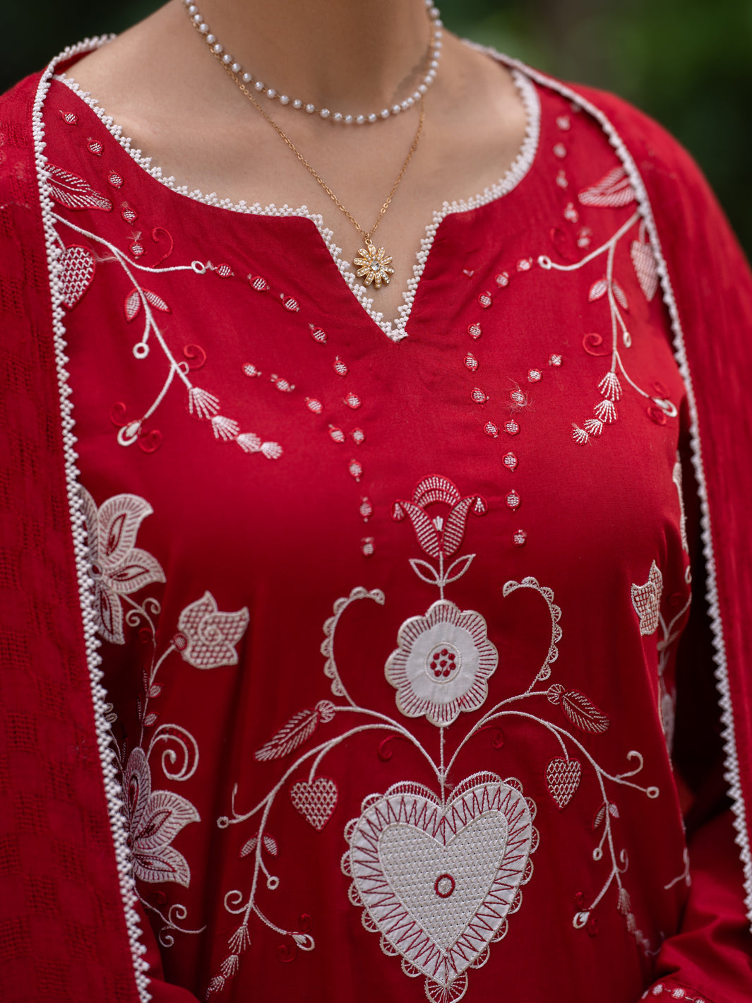 Red Cotton Stitched 3Pc - ALP-3PS-2577