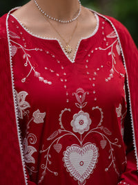 Red Cotton Stitched 3Pc - ALP-3PS-2577