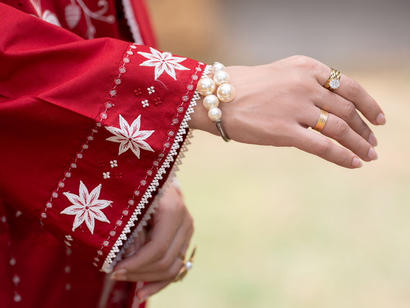 Red Cotton Stitched 3Pc - ALP-3PS-2577