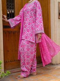 Pink Cambric Stitched 3Pc - ALP-3PS-2580