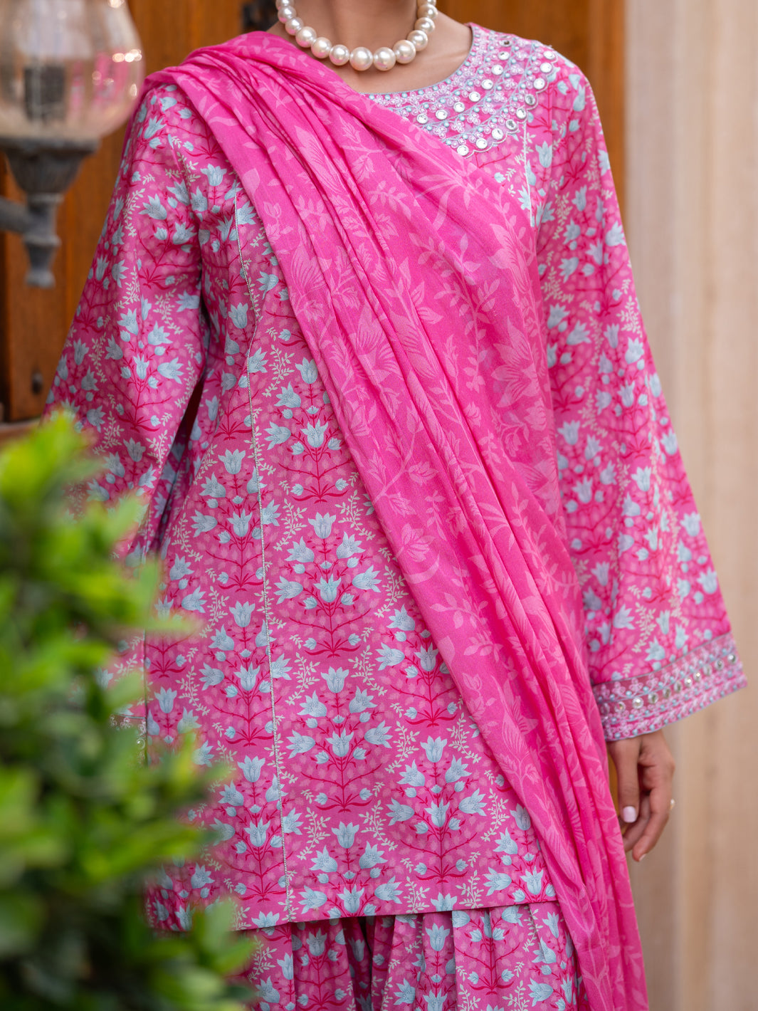 Pink Cambric Stitched 3Pc - ALP-3PS-2580