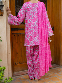 Pink Cambric Stitched 3Pc - ALP-3PS-2580