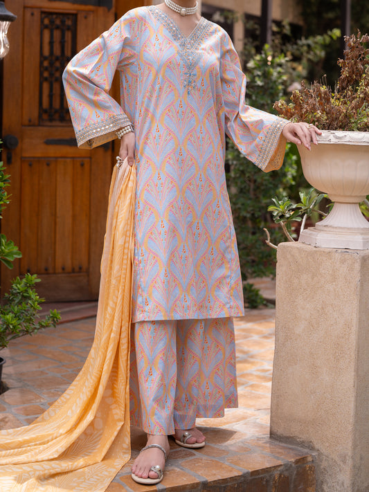 Multicolor Lawn Stitched 3Pc - ALP-3PS-2581