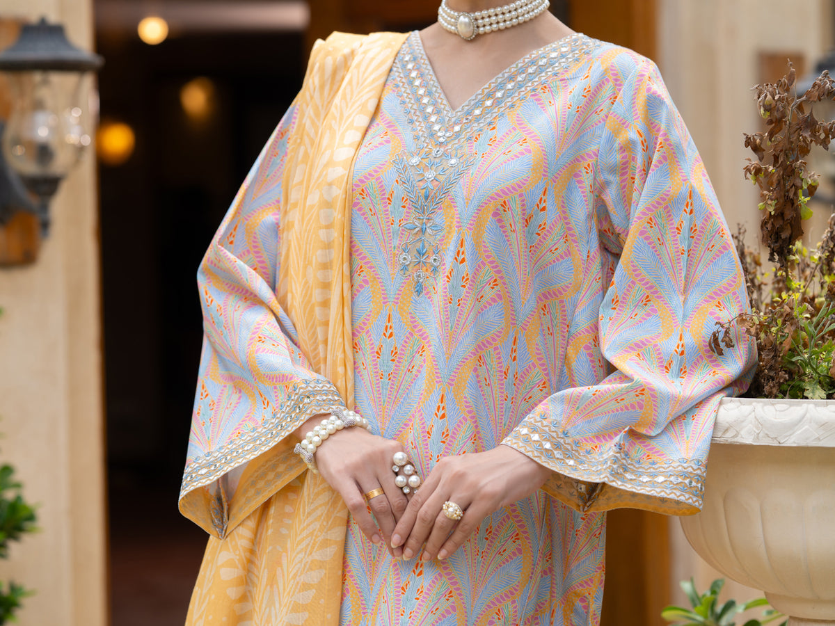 Multicolor Cambric Stitched 3Pc - ALP-3PS-2581