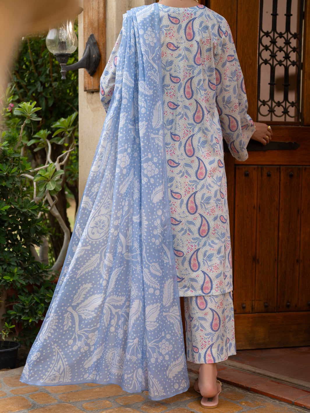 Ice Blue Cambric Stitched 3Pc - ALP-3PS-2582