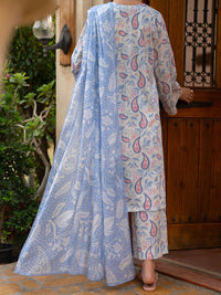 Ice Blue Cambric Stitched 3Pc - ALP-3PS-2582