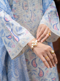 Ice Blue Cambric Stitched 3Pc - ALP-3PS-2582