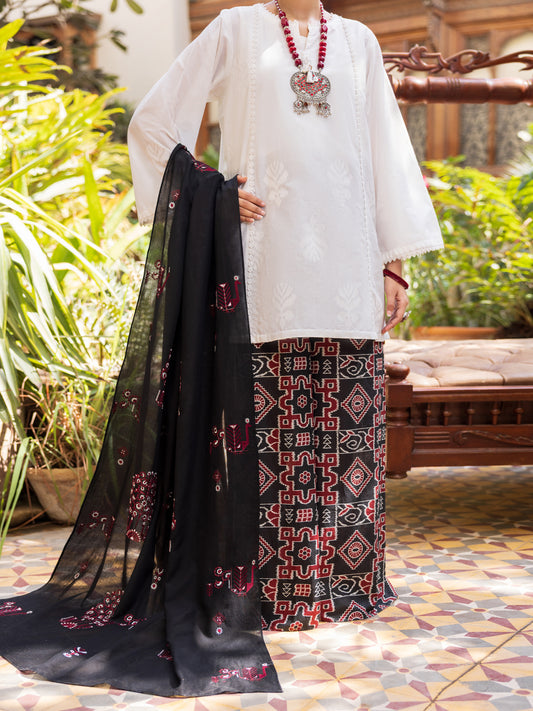White Cotton 3Pc Stitched - ALP-3PS-2588