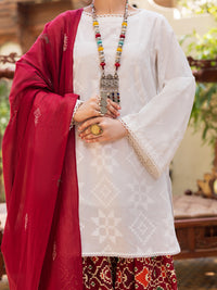 White Cambric 3Pc Stitched - ALP-3PS-2589