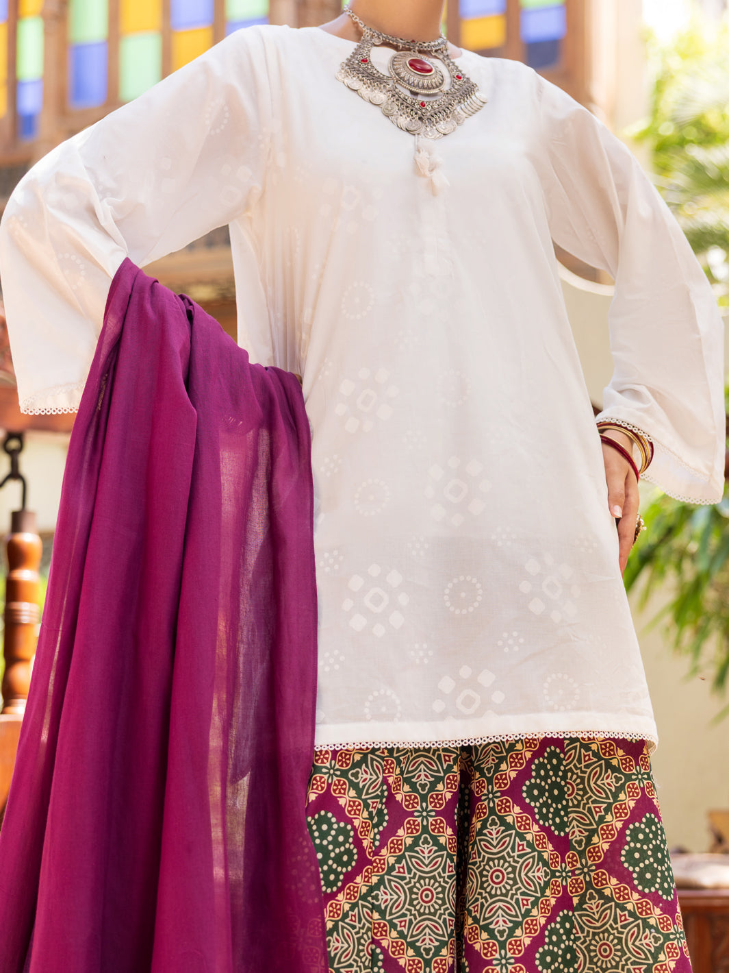 White Cambric 3Pc Stitched - ALP-3PS-2590