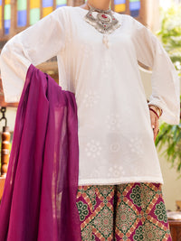 White Cambric 3Pc Stitched - ALP-3PS-2590