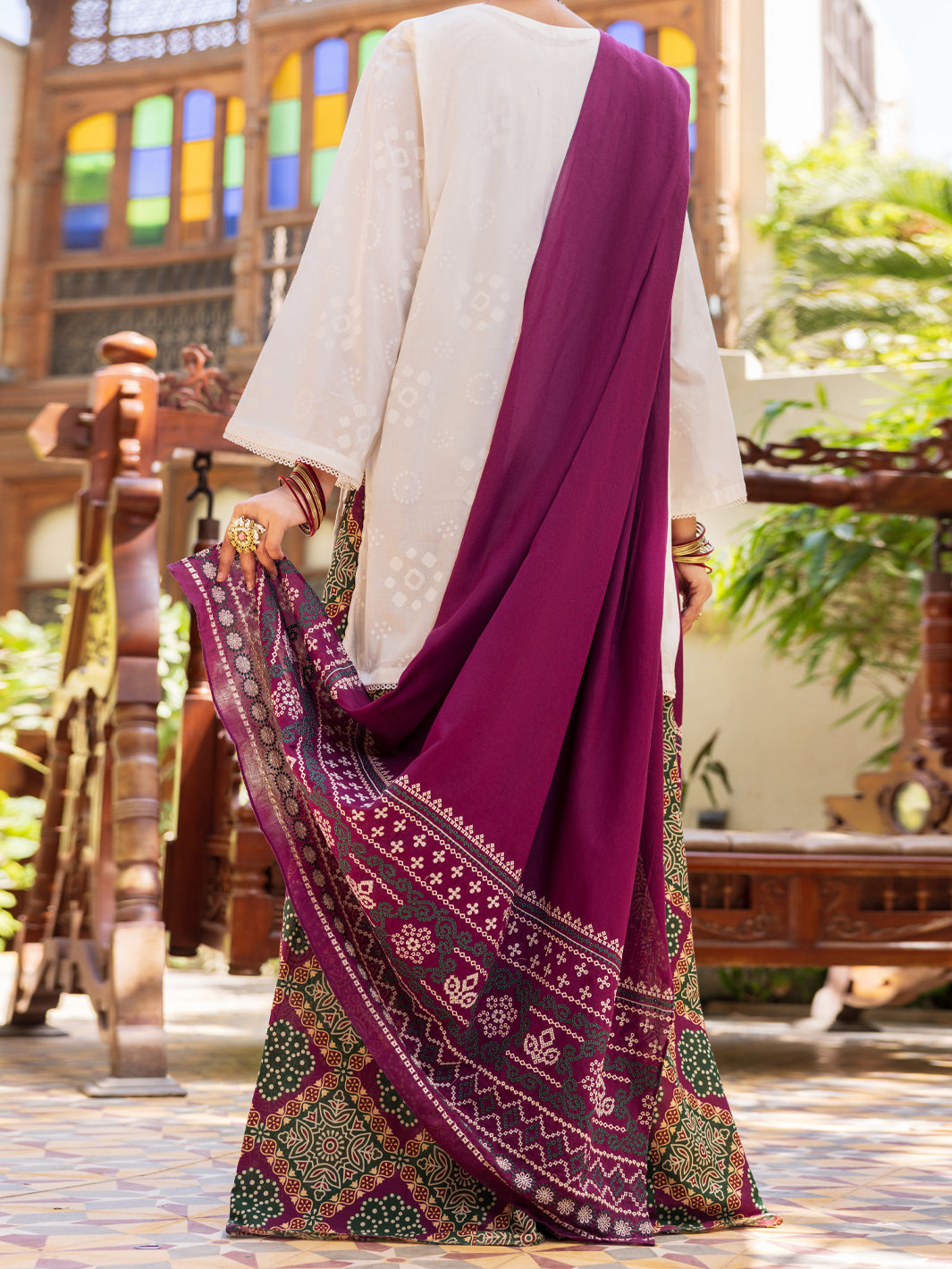 White Cambric 3Pc Stitched - ALP-3PS-2590