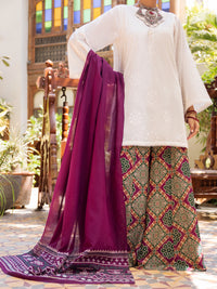 White Cambric 3Pc Stitched - ALP-3PS-2590