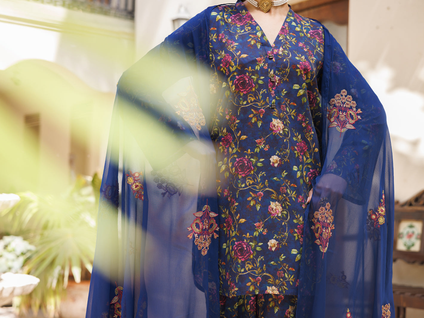 Blue Lawn Stitched 3PC - ALP-3PS-2595