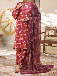 Maroon Lawn Stitched 3Pc - ALP-3PS-2597
