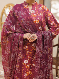 Maroon Lawn Stitched 3Pc - ALP-3PS-2597