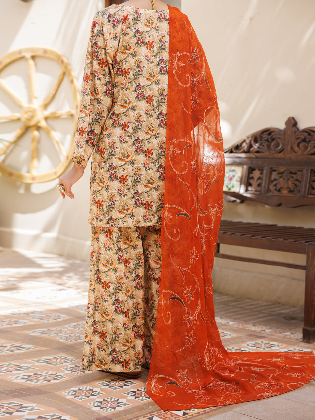 Beige Lawn Stitched 3Pc - ALP-3PS-2598