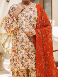 Beige Lawn Stitched 3Pc - ALP-3PS-2598