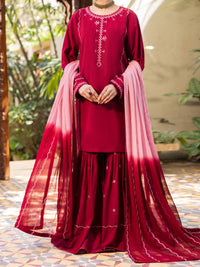 Maroon Cotton Stitched 3Pc - ALP-3PS-2599
