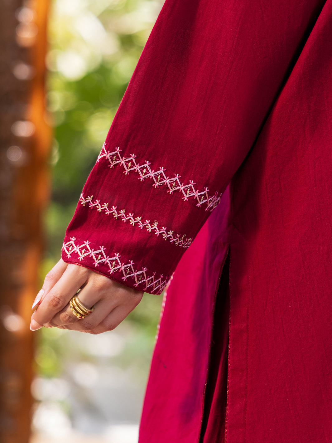 Maroon Cotton Stitched 3Pc - ALP-3PS-2599