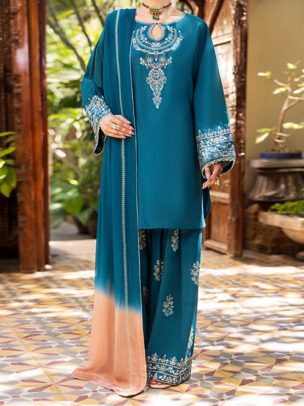 Turquoise Stitched 3Pc - ALP-3PS-2602